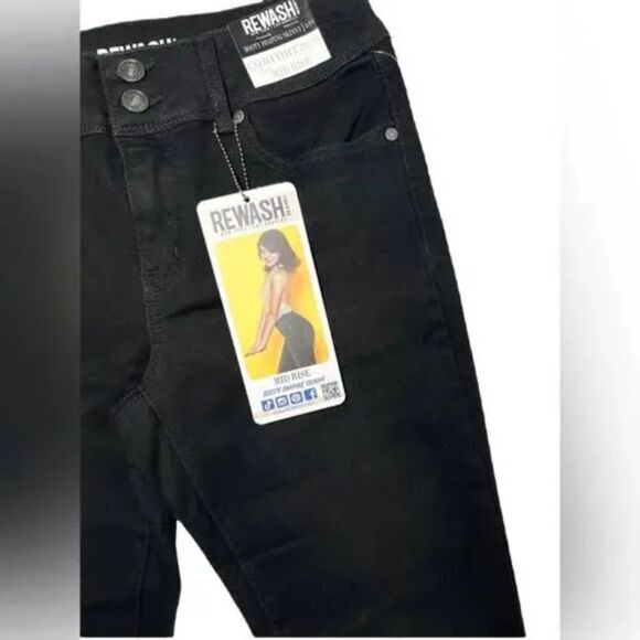 Rewash booty shaping skinny‎ comfort stretch mid rise black Size 0 - Picture 2 of 4